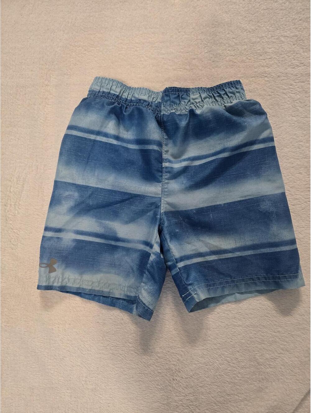 Under Armour Boys Blue Striped Athletic Shorts with Mesh Lining